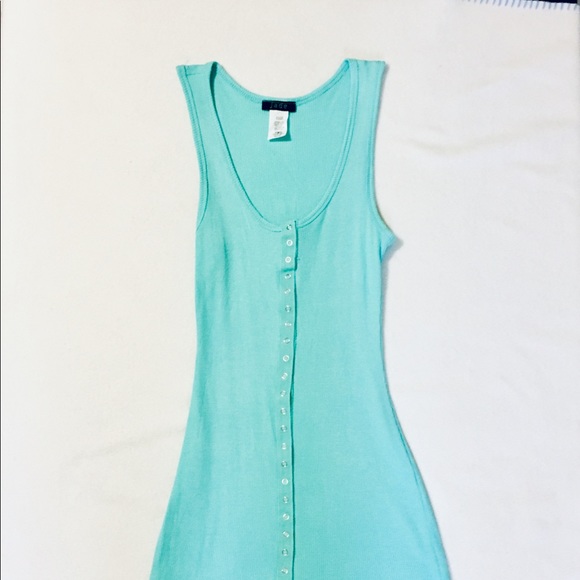 ❌SOLD❌Mint Green Teal Ribbed Sexy Tank Mini Dress - Picture 3 of 8
